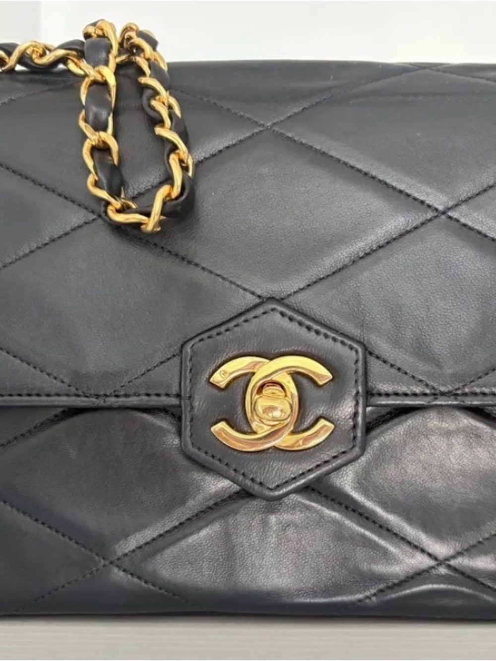 CHANEL Navy Blue Maltese Bag Vintage 80s rare find good condition